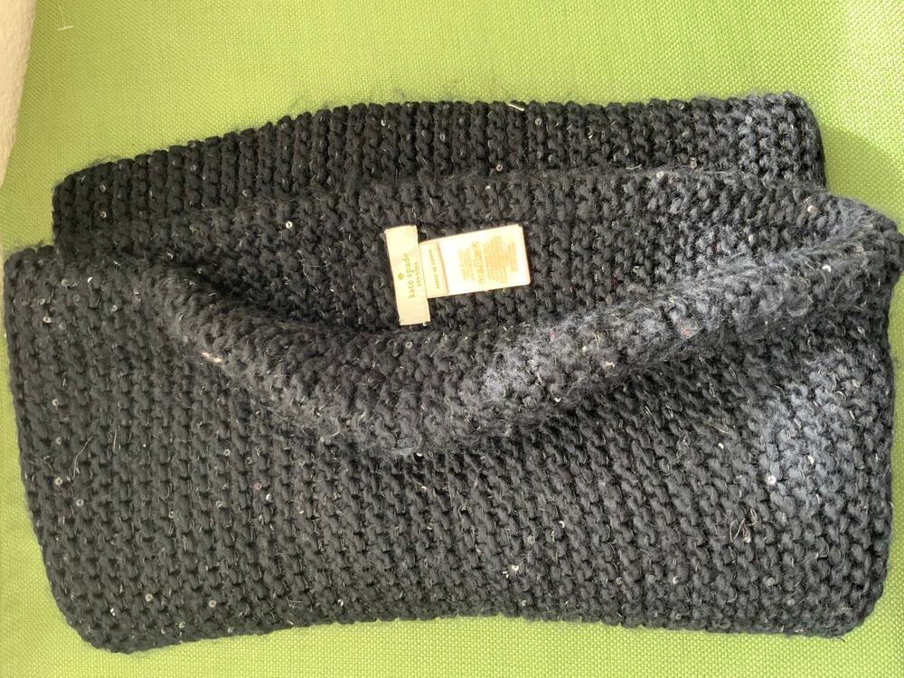 Kate Spade Black Sparkle Infinity Scarf Cozy Winter Loop Scarf